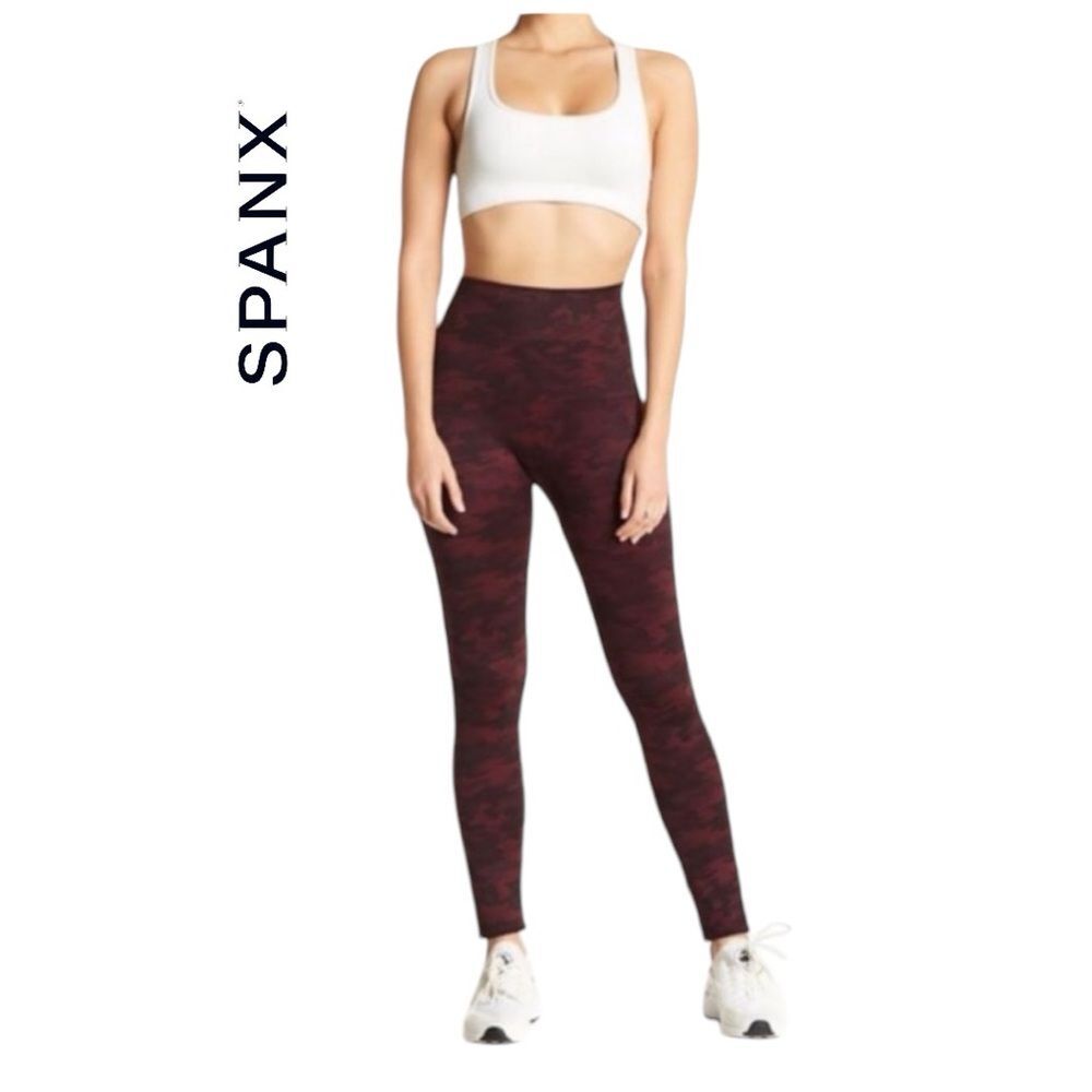 Spanx Burgundy Camo Leggings Look At Me Now Seamless Size Small
